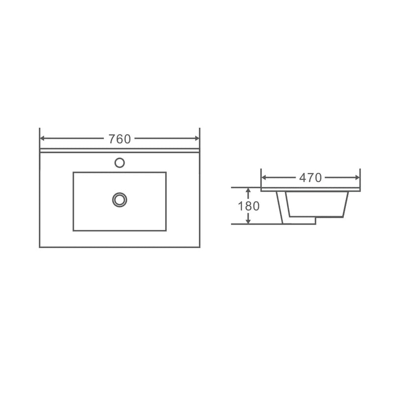 Mercio 750mm Ceramic Top - Aqualux Bathrooms- Mercio