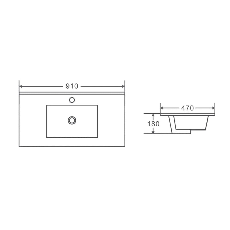 Mercio 900mm Ceramic Top - Aqualux Bathrooms- Mercio