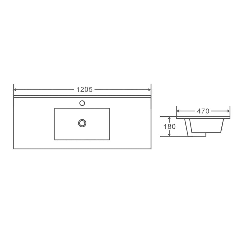 Mercio 1200mm Single Bowl Ceramic Top - Aqualux Bathrooms- Mercio