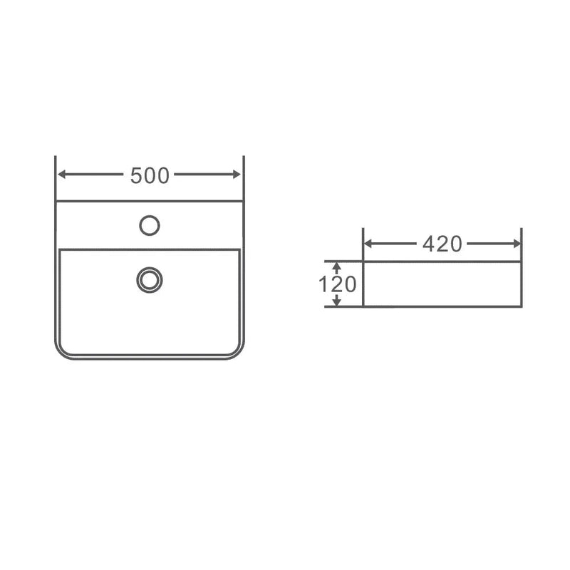 Vento 50M Wall-Hung Basin - Aqualux Bathrooms- Mercio