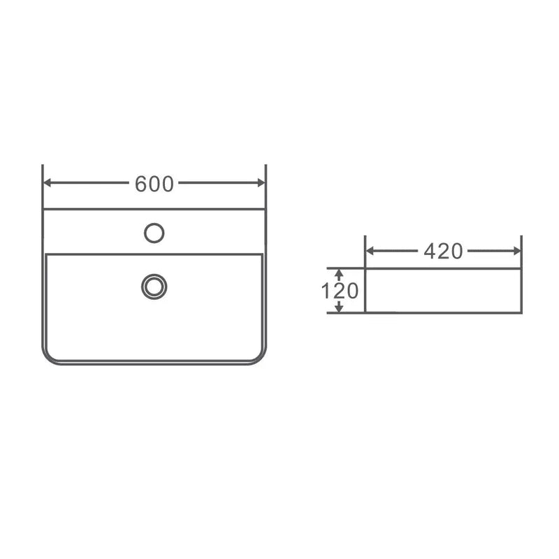 Vento 60M Wall-Hung Basin - Aqualux Bathrooms- Mercio