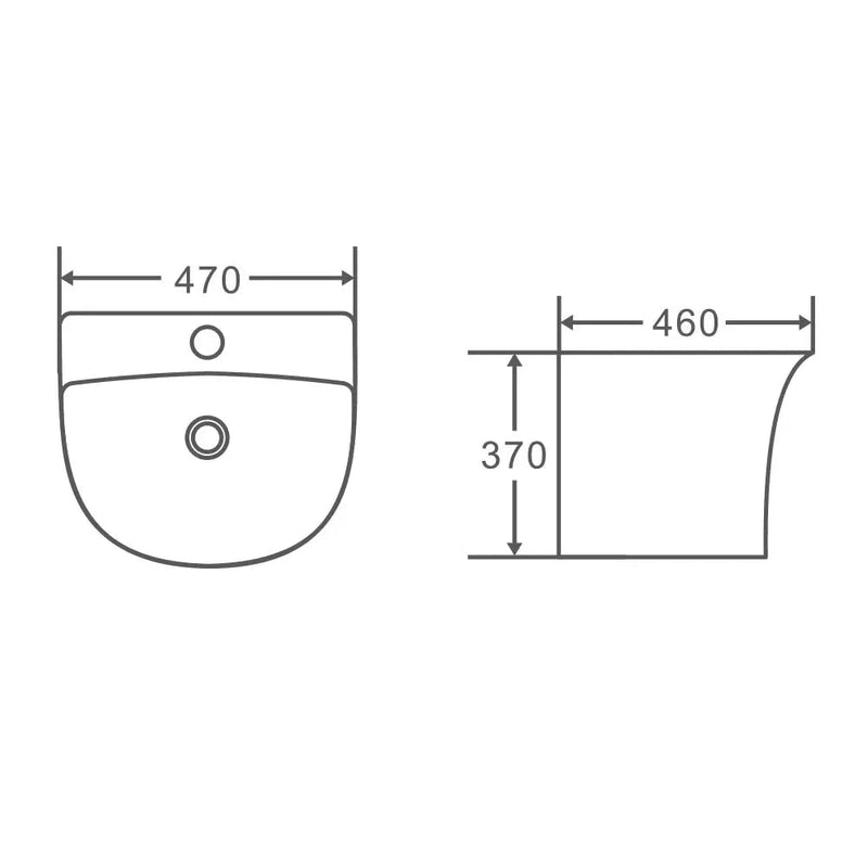 Zento 47S Wall Hung Basin - Aqualux Bathrooms- Mercio