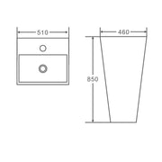Zento 51 Rectangular Pedestal Basin - Aqualux Bathrooms- Mercio