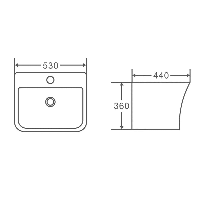 Zento 53S Wall Hung Basin - Aqualux Bathrooms- Mercio