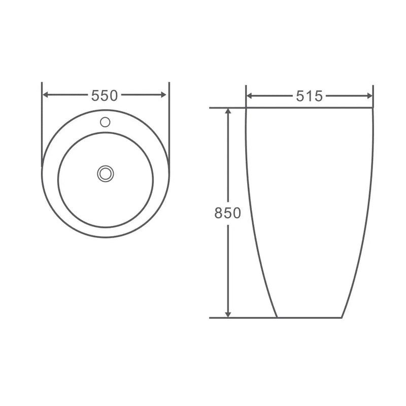 Zento 55 Ovular Pedestal Basin - Aqualux Bathrooms- Mercio