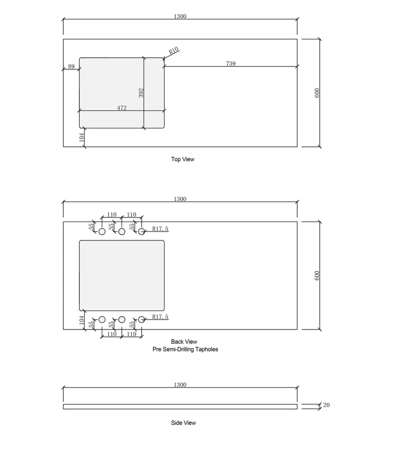 OTTI BYRON NATURAL OAK 1300MM LAUNDRY AND WALL CABINET WITH STONE TOP & SINK (PACKAGE-B)