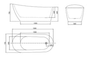 Belbagno - Belbagno Romano Freestanding Bathtub 1500mm - Semi Gloss White - Aqualux Bathrooms