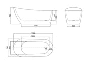 Belbagno - Belbagno Romano Freestanding Bathtub 1700mm - Semi Gloss White - Aqualux Bathrooms