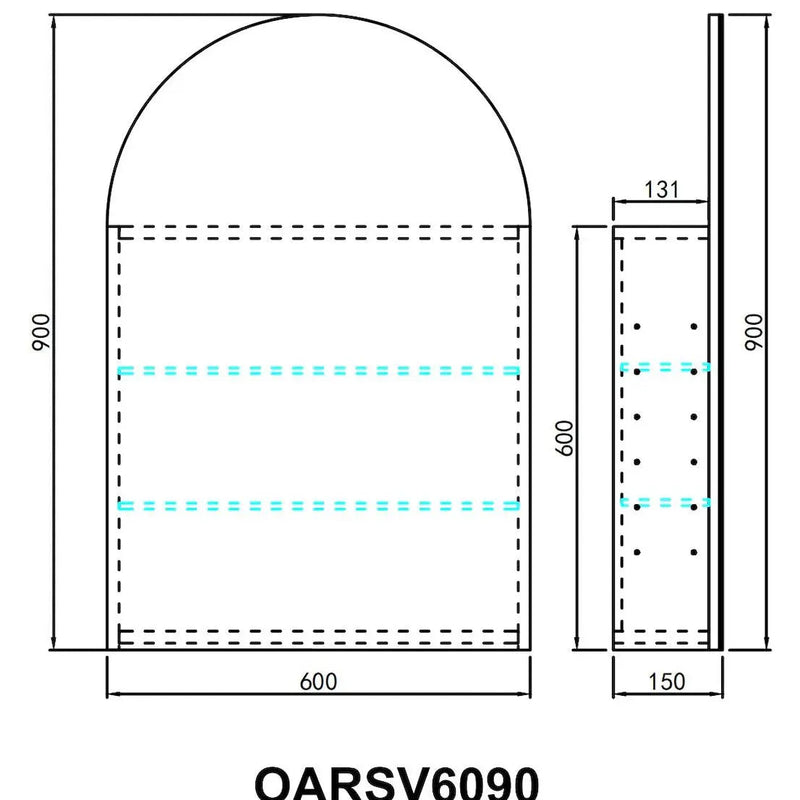 Olivia Mirror Door Shaving Cabinet Arch 600mm - Aqualux Bathrooms- Poseidon