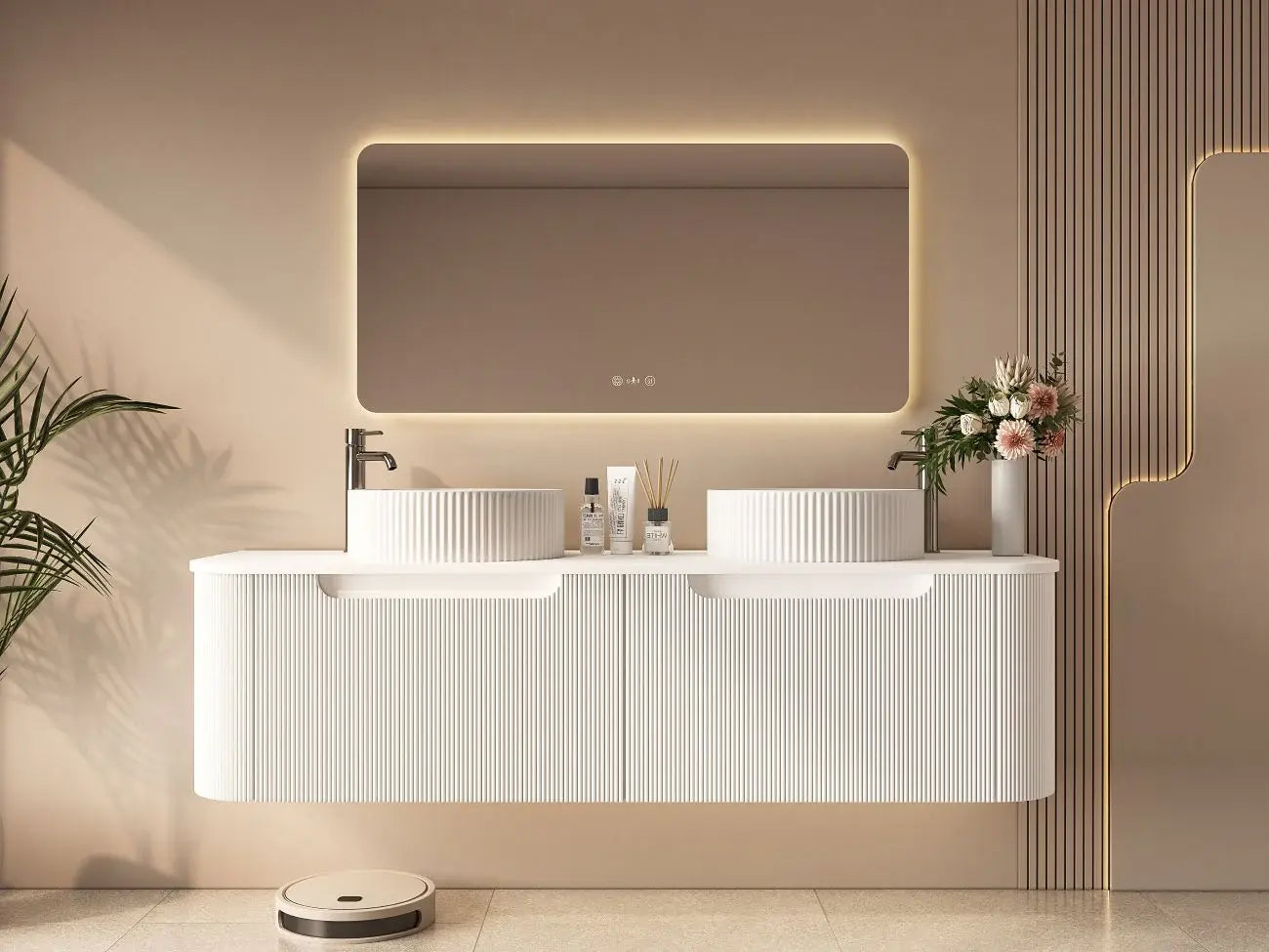Mercio - Rome Wall Hung Vanity Matte White 1500mm - Aqualux Bathrooms