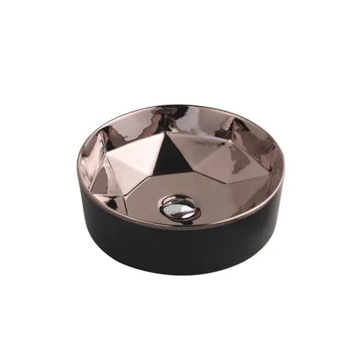 Trier Art Rose Gold with Matt Black Above Counter Round Basin - Aqualux Bathrooms- Mercio