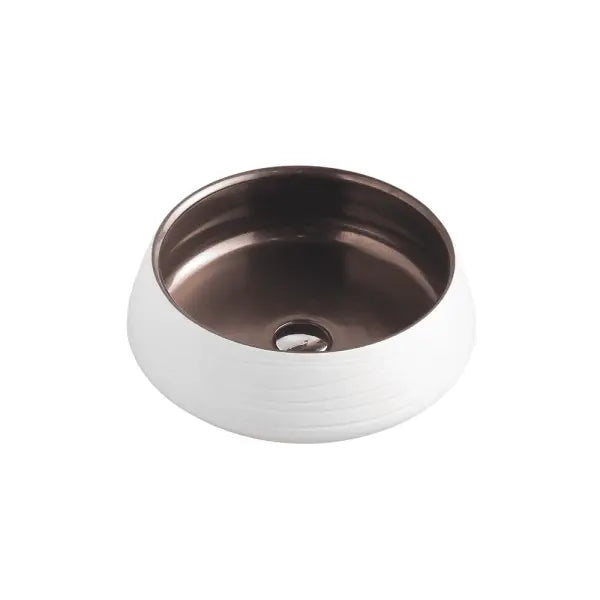 Trier Bronze with Art Matt White finishing Above Counter Round Basin - Aqualux Bathrooms- Mercio