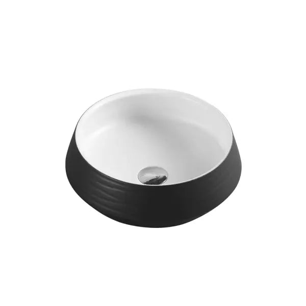 Trier White with Art Matt Black finishing Above Counter Round Basin - Aqualux Bathrooms- Mercio