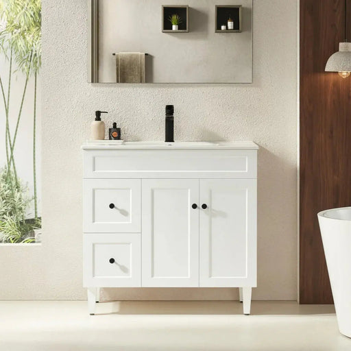 Harrington Freestanding Vanity 900mm (Matte White) - Aqualux Bathrooms- Poseidon
