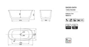 Belbagno - Belbagno Baden Freestanding Bathtub 1500mm - Semi Gloss White - Aqualux Bathrooms