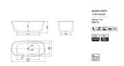 Belbagno - Belbagno Baden Freestanding Bathtub 1700mm - Semi Gloss White - Aqualux Bathrooms