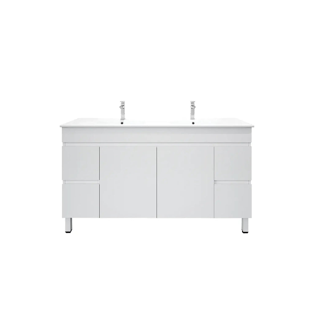 Mercio - BIANCA PVC Freestanding Vanity Cabinet 150cm (Gloss White) - Aqualux Bathrooms