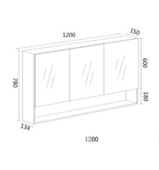 Mercio - Shaving Mirror Cabinet with Shelf 1200mm - Aqualux Bathrooms