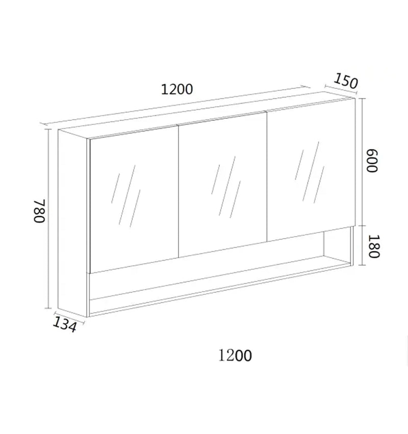 Mercio - Shaving Mirror Cabinet with Shelf 1200mm - Aqualux Bathrooms