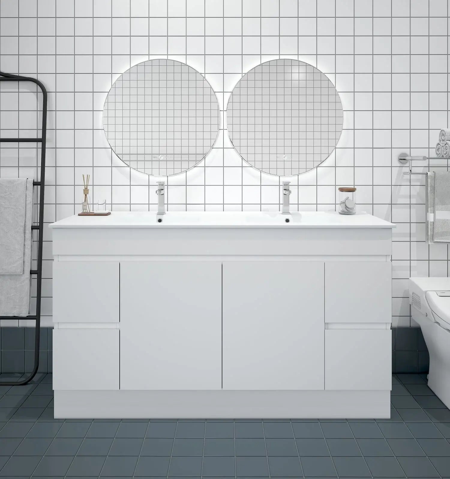 Mercio - BIANCA PVC Freestanding Vanity Cabinet 150cm (Gloss White) - Aqualux Bathrooms