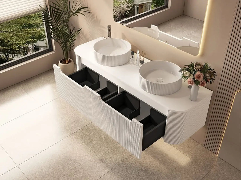 Mercio - Rome Wall Hung Vanity Matte White 1500mm - Aqualux Bathrooms