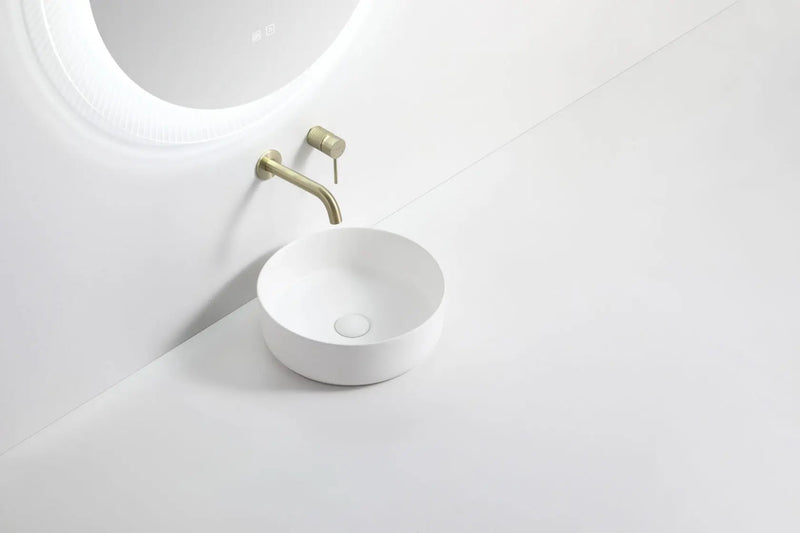 ABS Riva - Riva 499 Round Ceramic Above Counter Basin 360mm - Matt White - Aqualux Bathrooms