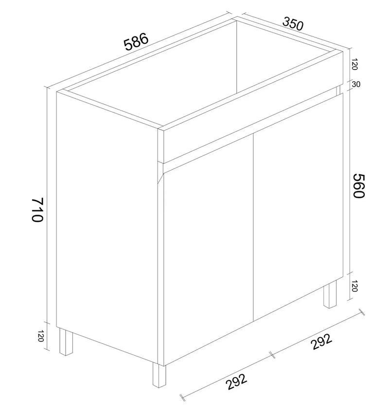 Mercio - BIANCA SLIM Freestanding Vanity 600mm (Gloss White) - Aqualux Bathrooms