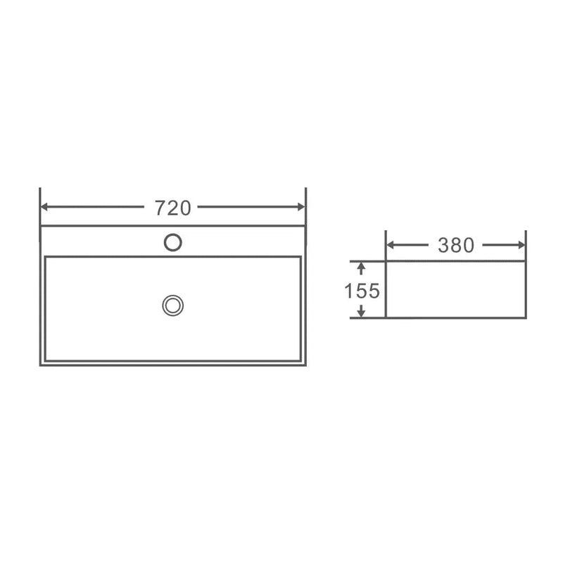 Kube 72M Wall Hung Basin - Aqualux Bathrooms- Mercio