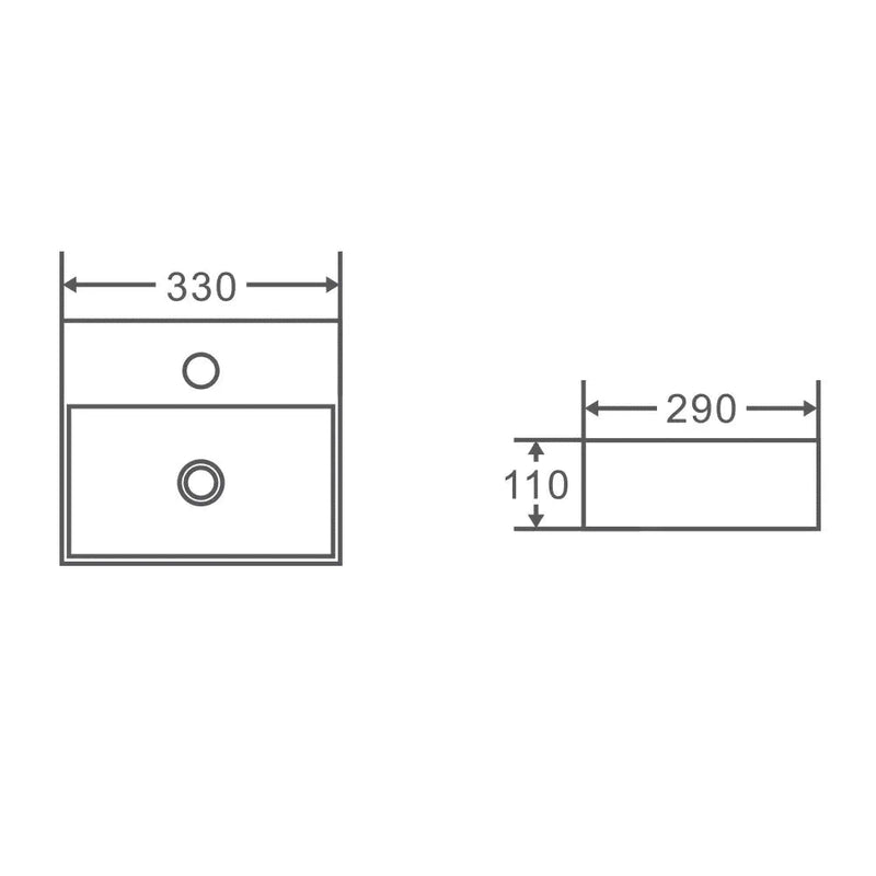 Mini 33 Compact Wall Hung Basin - Aqualux Bathrooms- Mercio