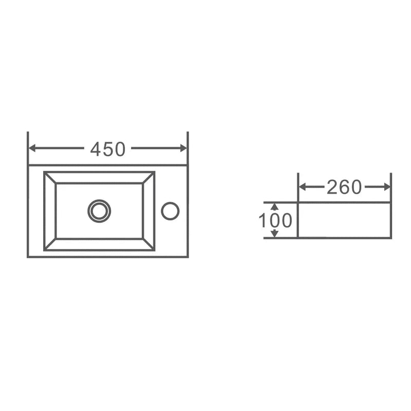 Mini 45R Compact Wall Hung Basin - Aqualux Bathrooms- Mercio