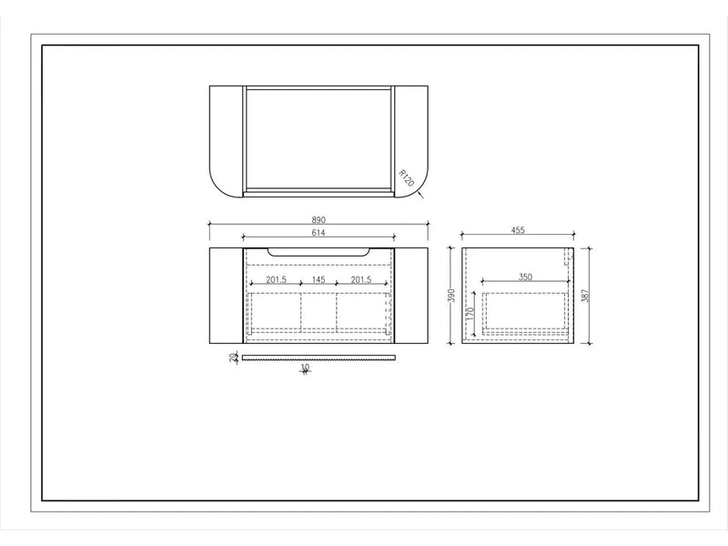 Mercio - Rome Wall Hung Vanity Matte White 900mm - Aqualux Bathrooms