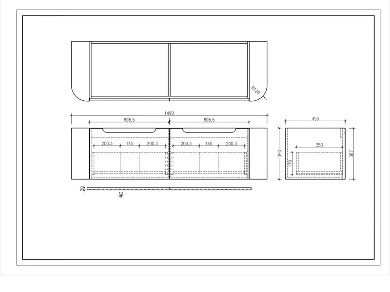 Mercio - Rome Wall Hung Vanity Matte White 1500mm - Aqualux Bathrooms