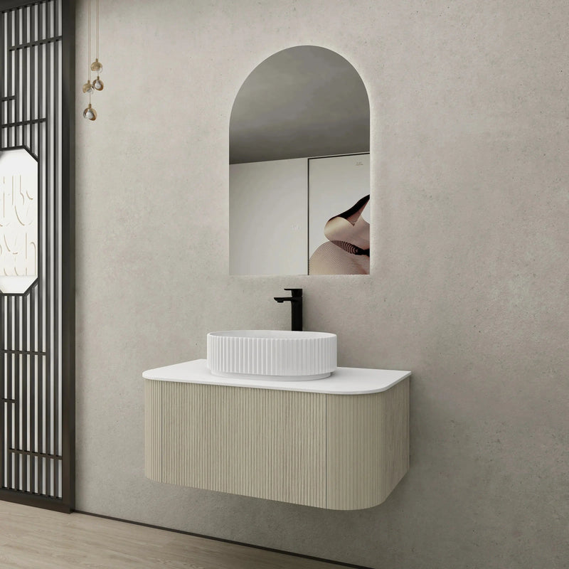 Bronte Wall Hung Vanity 900 (Coastal Oak) - Aqualux Bathrooms- Poseidon