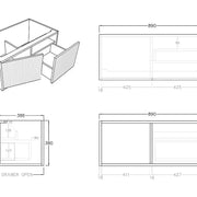 Bellevue Wall Hung Ensuite Vanity 900 (Prime Oak) - Aqualux Bathrooms- Poseidon