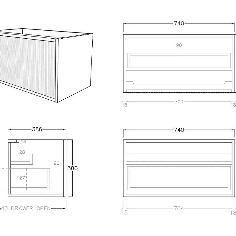 Bellevue Wall Hung Ensuite Vanity 750 (Prime Oak) - Aqualux Bathrooms- Poseidon