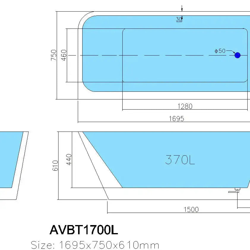 Avis Left Corner Bathtub 1500mm - Aqualux Bathrooms- Poseidon