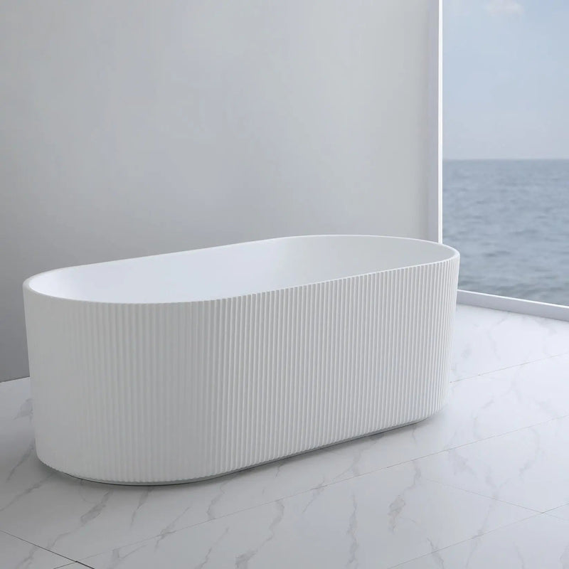 Ally Groove Oval Freestanding Bathtub 1500mm (No Overflow) - Aqualux Bathrooms- Poseidon