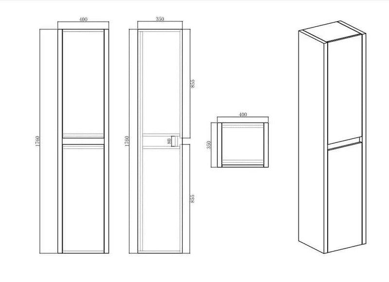 Belbagno Alexandra Wall Hung Tall Boy 1760mm - White Oak - Aqualux Bathrooms- Belbagno