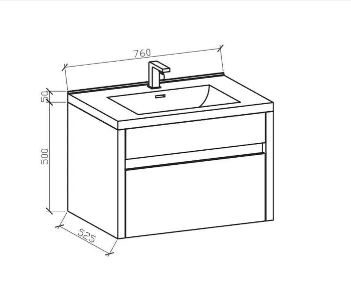 Belbagno Belbagno Alexandra Wall Hung Vanity 760mm - Gloss White Belbagno