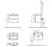 Belbagno Belbagno Ancona Wall Hung Vanity 600mm - Rose Wood Belbagno
