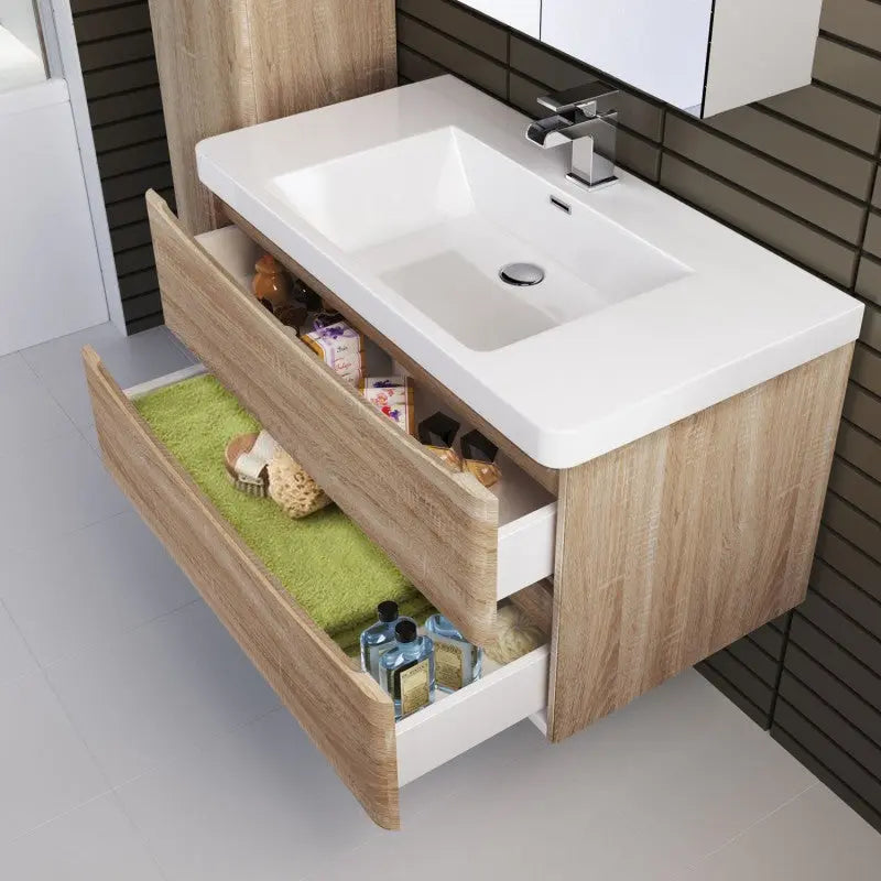 Belbagno Belbagno Ancona Wall Hung Vanity 900mm - White Oak Belbagno