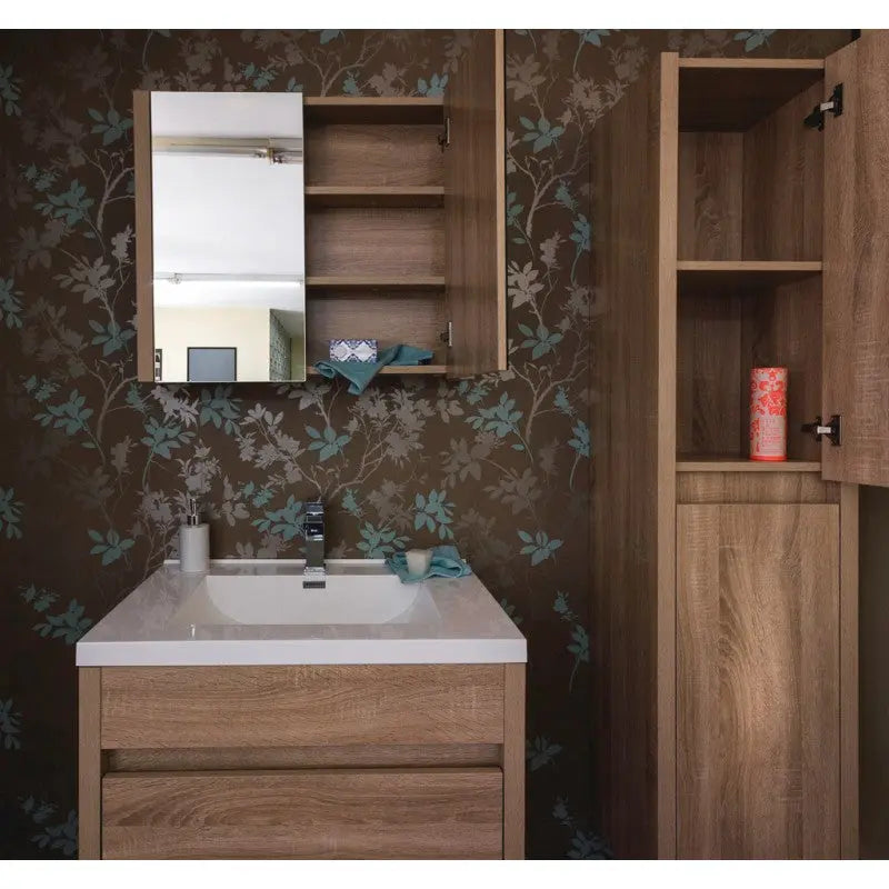 Belbagno - Belbagno Alexandra MDF Shaving Cabinet 760mm- White Oak - Aqualux Bathrooms