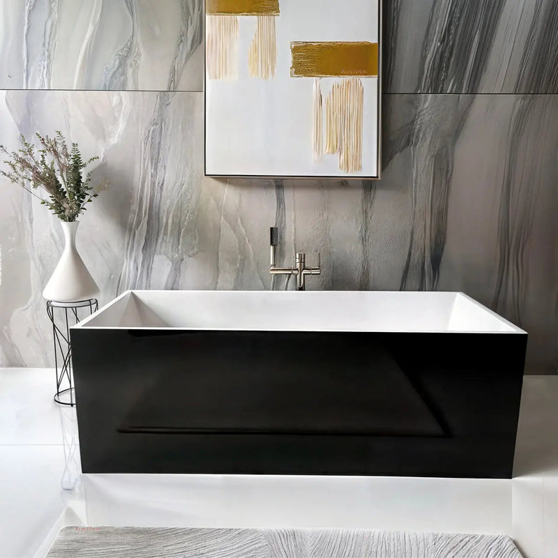 ABS Riva - Riva Amber Square Freestanding Bathtub 1700mm - Black and White - Aqualux Bathrooms