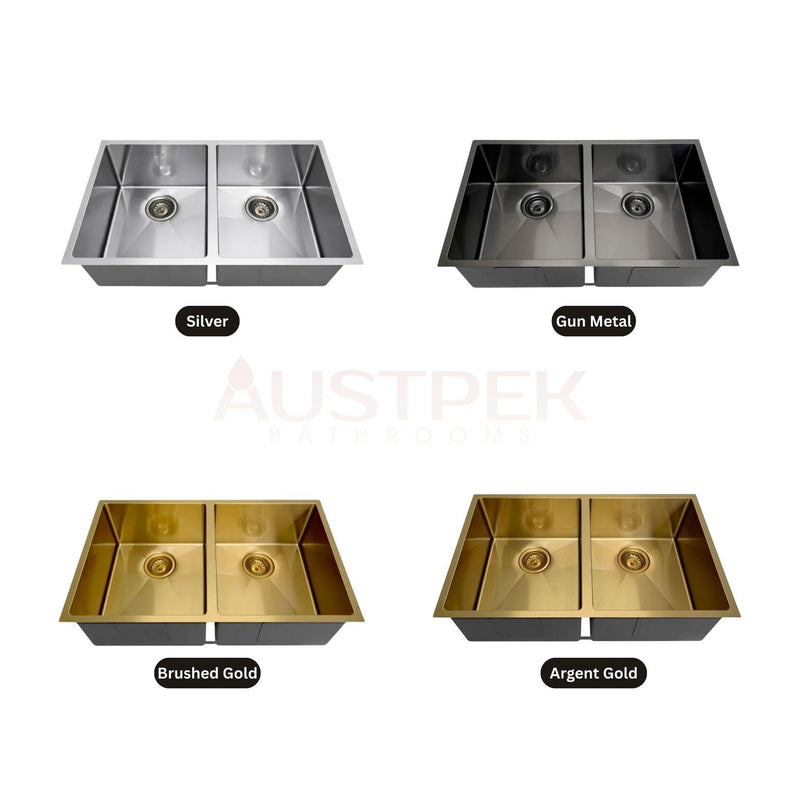 OTTI ARTE 76D DOUBLE BOWL KITCHEN AND LAUNDRY SINK SILVER 760MM