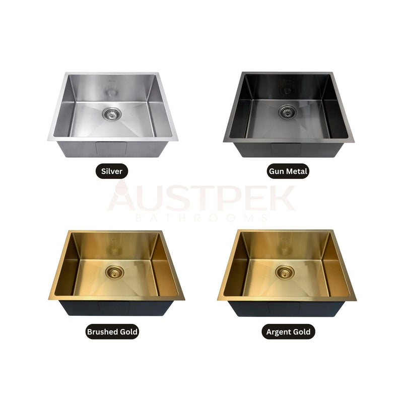 OTTI AXON 52S SINGLE BOWL KITCHEN AND LAUNDRY SINK BRUSHED GOLD 520MM