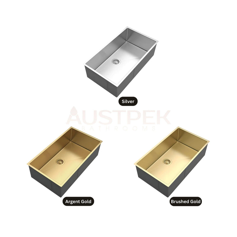 OTTI AXON 77S SINGLE BOWL KITCHEN AND LAUNDRY SINK ARGENT GOLD 770MM