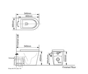 Belbagno - Belbagno Flay-R Series Wall Faced Pan 540mm - Gloss White - Aqualux Bathrooms