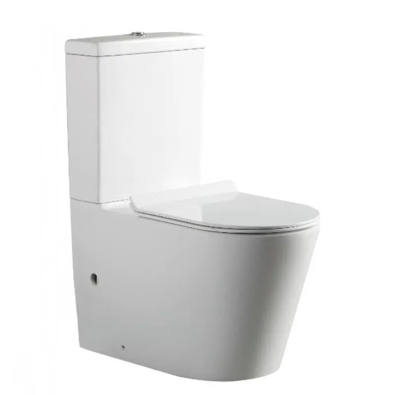 Belbagno - Belbagno Flay-R Rimless Nano Glaze Back To Wall Toilet Suite 665mm - Gloss White - Aqualux Bathrooms