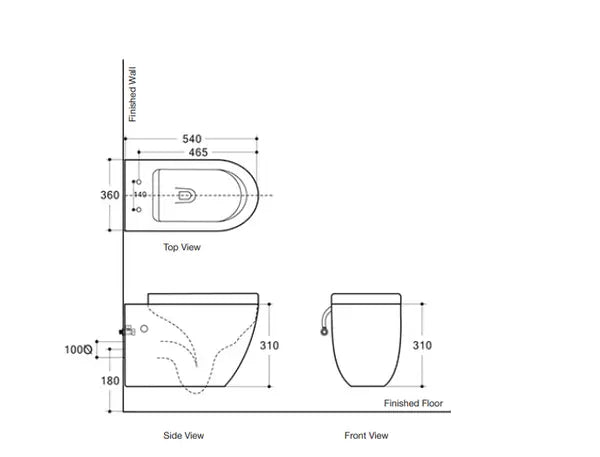 Belbagno - Belbagno Alexander-R Wall Hung Pan 540mm - Gloss White - Aqualux Bathrooms