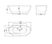 Belbagno - Belbagno Palermo Freestanding Bathtub 1650mm - Semi Gloss White - Aqualux Bathrooms